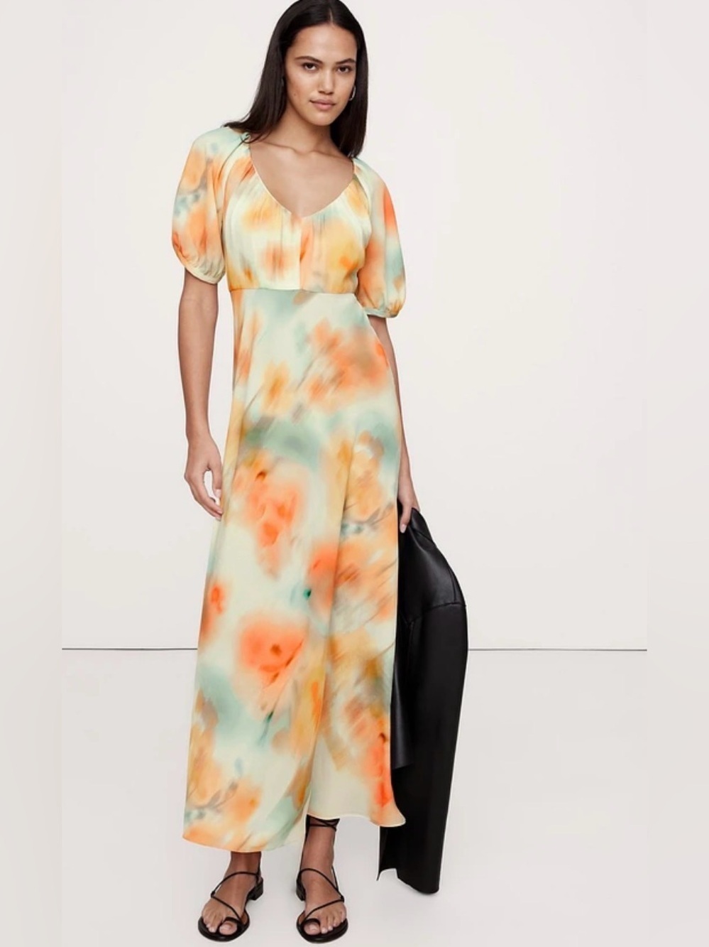 Banana Republic Crepe Floral V Neck Maxi Dress Size 6 NWT